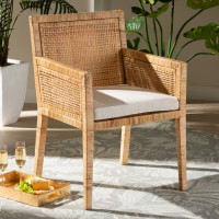 Baxton Studio Karis-Natural-DC Baxton Studio Karis Modern and Contemporary Natural Finished Wood and Rattan Dining Chair